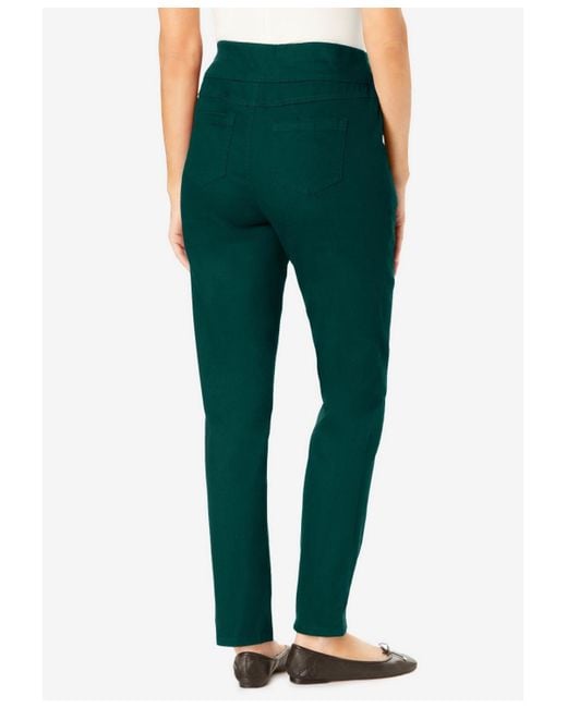 Woman Within Green Within Flex-fit Pull-on Straight-leg Denim Jean