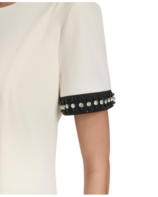 Halston Heritage White Crewneck Mini Dress