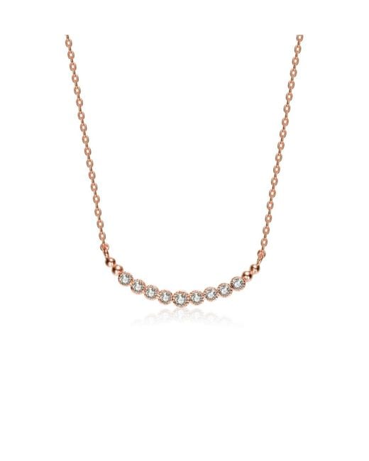 Genevive Jewelry Sterling Silver Cubic Zirconia Bezelset Necklace in