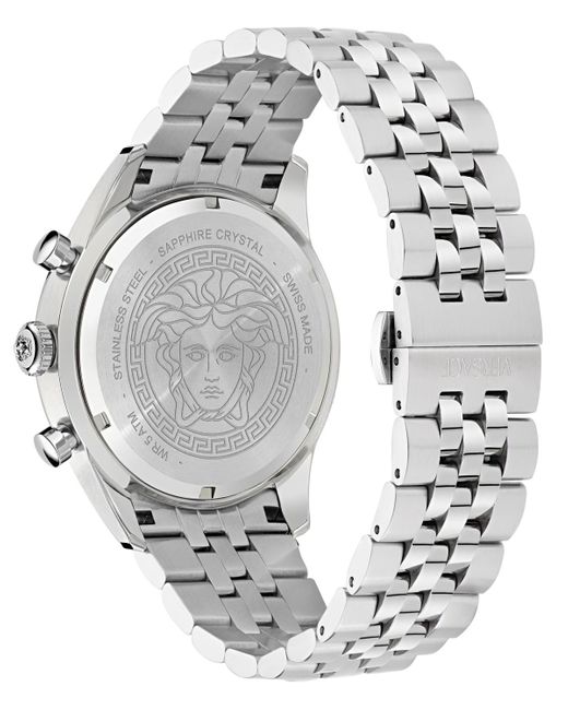 Versace Metallic Swiss Chronograph Steel Bracelet Watch 44mm for men