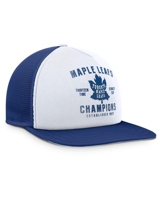 Fanatics White/blue Toronto Maple Leaf's Decades Collection Foam Front Snapback Hat for men