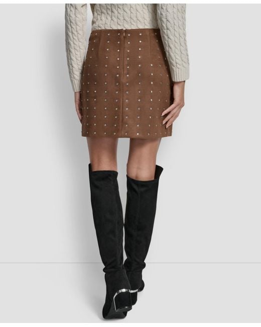 DKNY Natural Embellished Mini Skirt