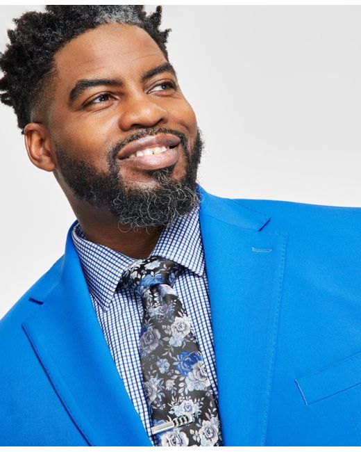 Tayion Collection Blue Classic-fit Solid Suit Separate Jacket for men
