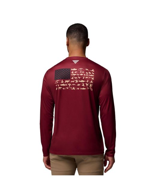 Columbia Red Florida State Seminoles Phg Terminal Shot 3-hit Long Sleeve T-shirt for men