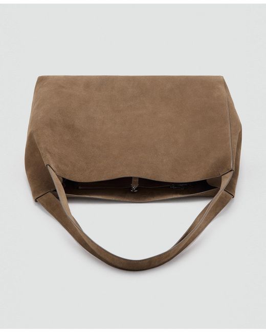 Mango Brown Suede Leather Shopper Bag