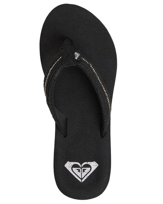 Roxy Black Porto Bling Round Toe Flat Sandals