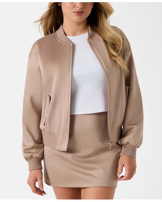 Guess Blue Cathleen Bomber Full-zip Collared Jacket