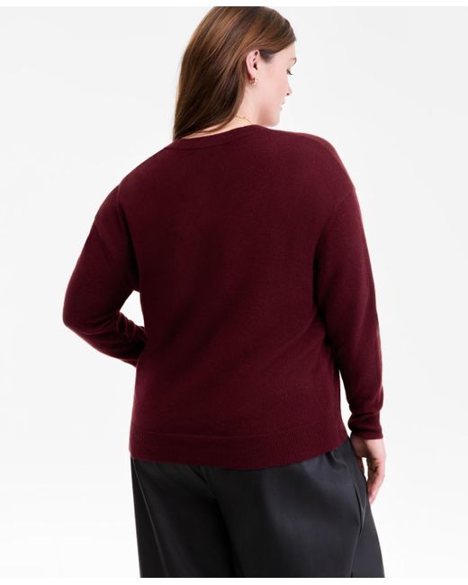 Charter Club Red Plus Size 100% Cashmere Button-front Cardigan