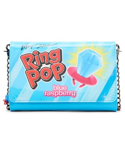 Betsey Johnson Blue Ring Pop Patent Crossbody Wallet