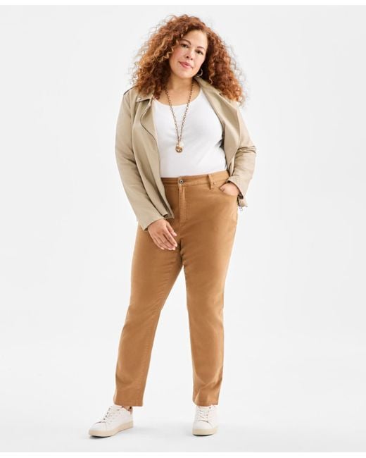 Style & Co. Plus Size High-rise Straight-leg Pants in Natural | Lyst