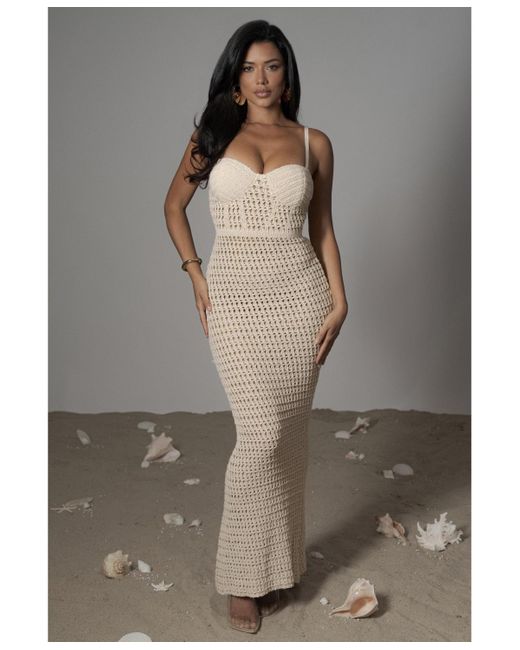 JLUXLABEL Women's Gray Deep Sea Crochet Maxi Dress - pearsons-glass.co.uk