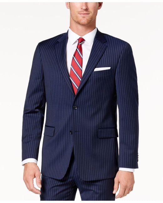 Tommy Hilfiger Blue Modern-fit Th Flex Stretch Navy Pinstripe Suit Jacket for men