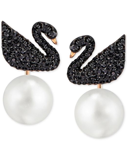 Swarovski Black Iconic Swan Pierced Earring Jackets