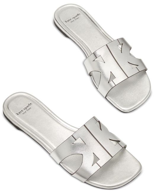 Kate Spade White Double K Slide Sandals