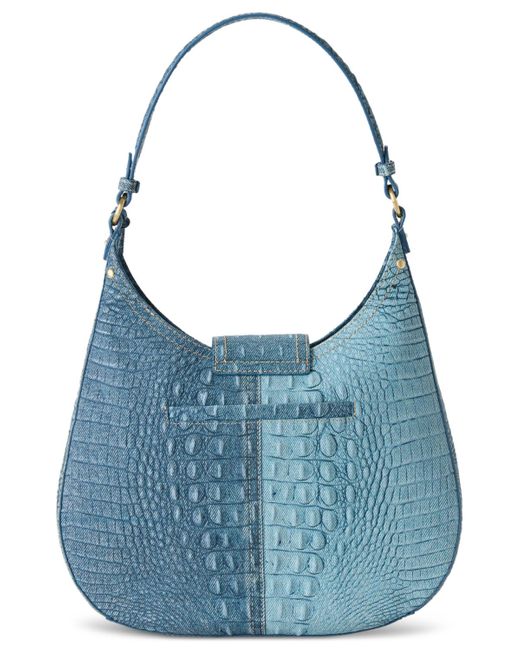 Brahmin Blue Fallon Secour Medium Leather Shoulder Bag