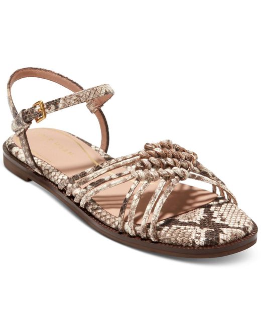 Cole Haan Pink Jitney Ankle-strap Knotted Flat Sandals