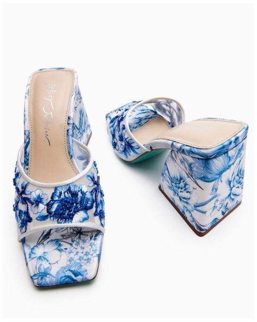 Betsey Johnson Blue Roo Embroidered Evening Mules