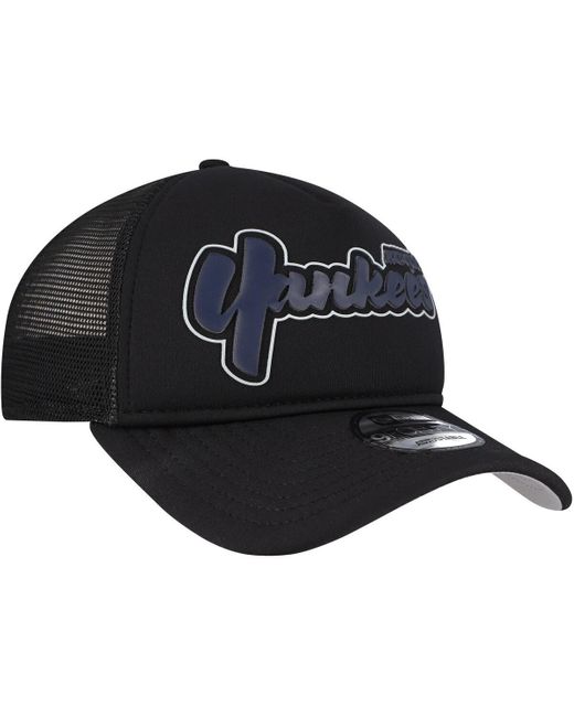 KTZ Black New York Yankees Retro Bold A-frame Trucker 9forty Adjustable Hat for men