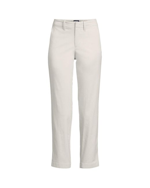 Lands' End White Mid Rise Classic Straight Leg Chino Ankle Pants