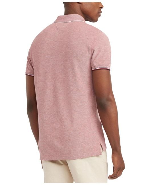 Tommy Hilfiger Pink Slim-fit Mouline Oxford Polo Shirt for men