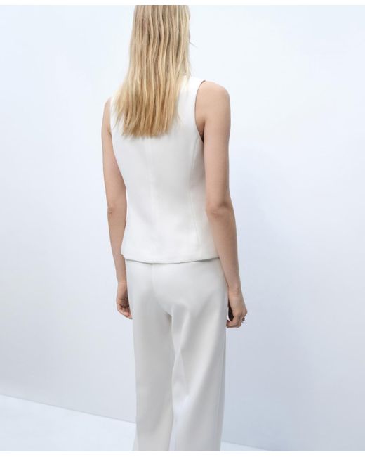 Mango White Double-breasted Suit Vest Jacket