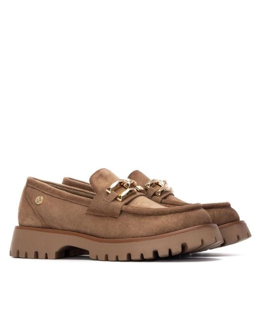 Xti Brown Suede Loafers By