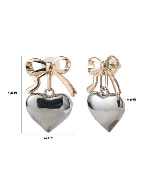 BCBGeneration Metallic Silver Heart Drop Earrings