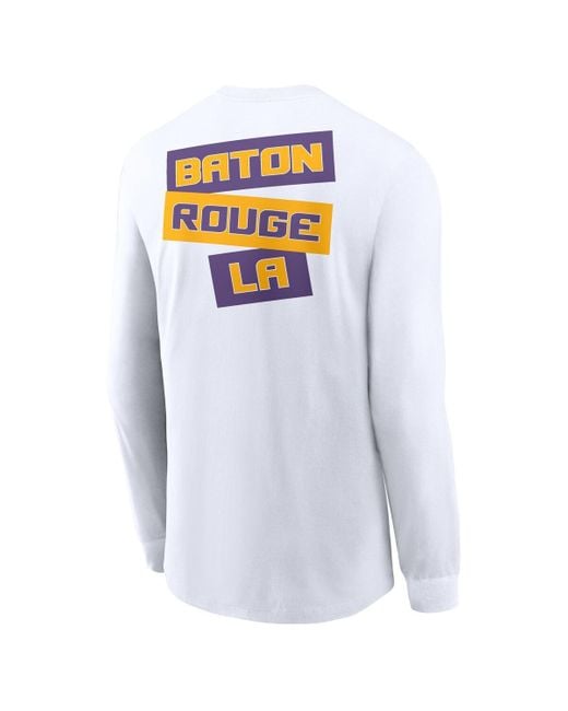 Nike White Lsu Tigers Two-hit Classic Location Long Sleeve T-shirt for men