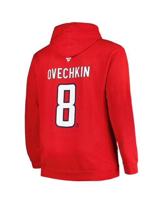 Profile Red Alexander Ovechkin Washington Capitals Big Tall Name Number Pullover Hoodie for men