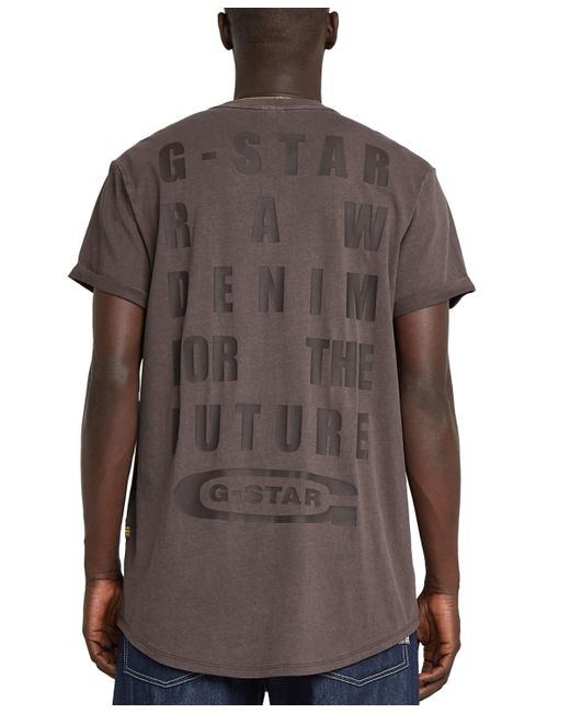 G-Star Brown Lash Relaxed Fit Short Sleeve Crewneck Logo Graphic T-shirt for men