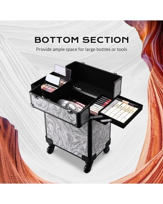 Byootique White Rolling Makeup Train Case
