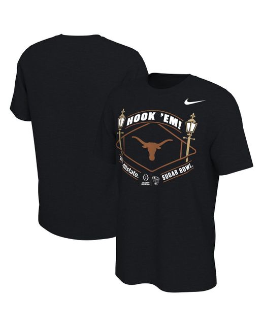 Nike Black Texas Longhorns College Football Playoff 2024 Sugar Bowl T-shirt for men