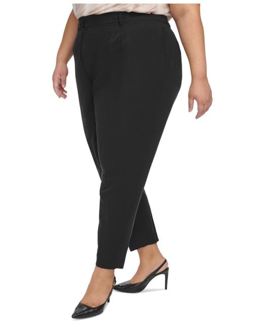 Calvin Klein Black Plus Size Elastic-back High-rise Ankle Pants