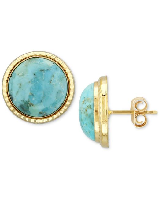Macy's Blue Hammered-frame Stud Earrings