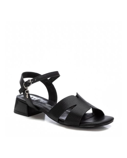Xti Black Block Heel Sandals By