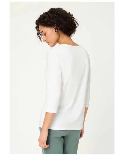 Olsen White Solid 3/4 Sleeve T-shirt