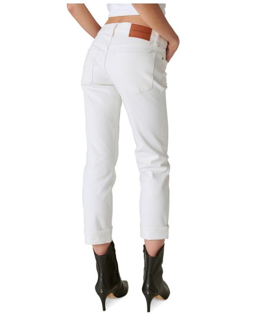 Lucky Brand White Mid-rise Sweet Crop Cuffed Jeans