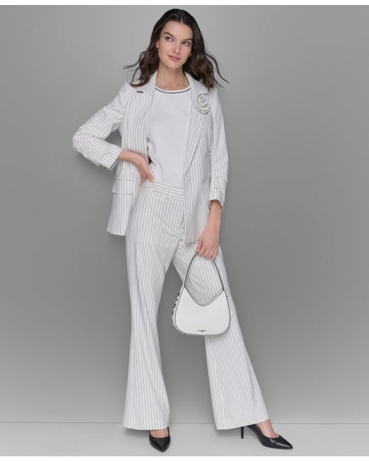 Karl Lagerfeld White Kalr Lagerfeld Paris Striped Double-breasted Jacket