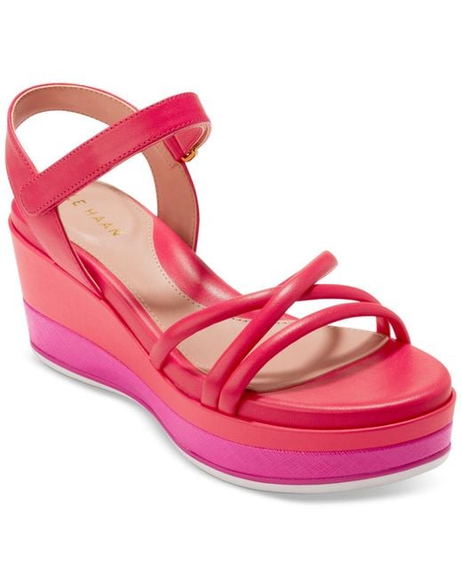 Cole Haan Pink Grand Ambition Addison Platform Wedge Sandals