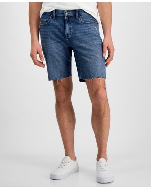 Sun & Stone Blue Sun + Stone Regular-fit Cutoff 9" Denim Shorts for men