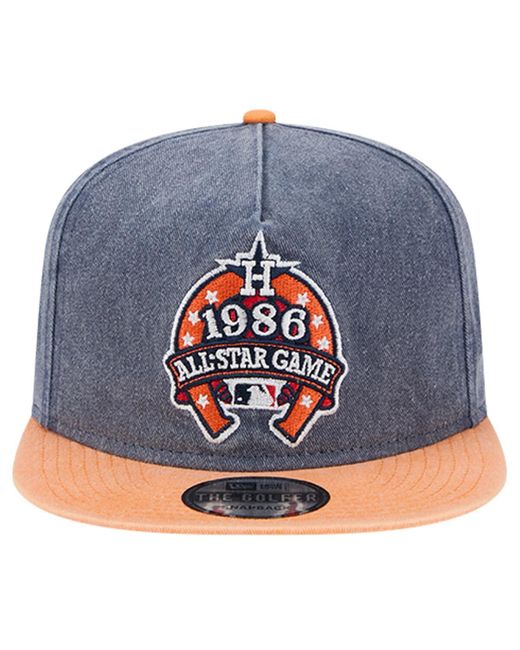 KTZ Blue Navy/orange Houston Astros 1986 Mlb All-star Game Pigment Dye Golfer Snapback Hat for men