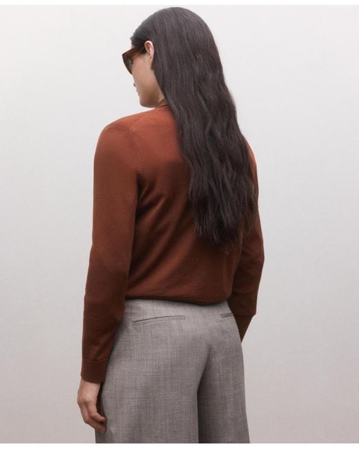 Mango Brown Wool Round-neck Sweater