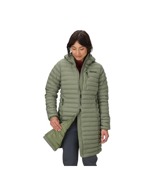 Marmot Green Echo Featherless Hooded Long Jacket