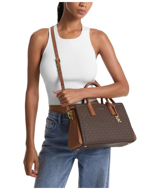 Michael Kors Brown Michael Laila Small Monogram Satchel