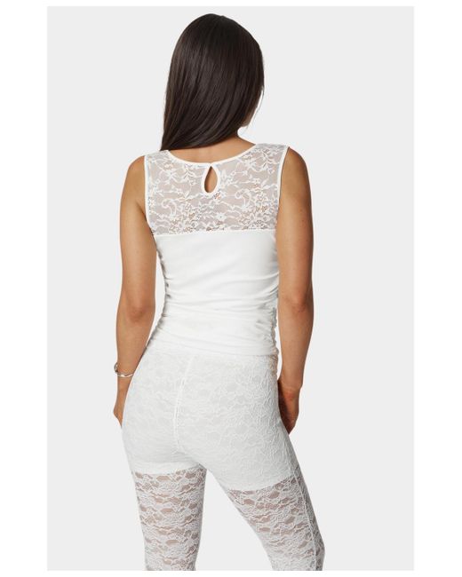 Bebe White Shirring Lace Sleeve Top