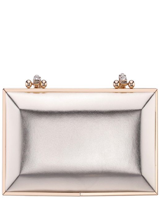 Nina Gray Crystal Handle Lift Lock Clutch