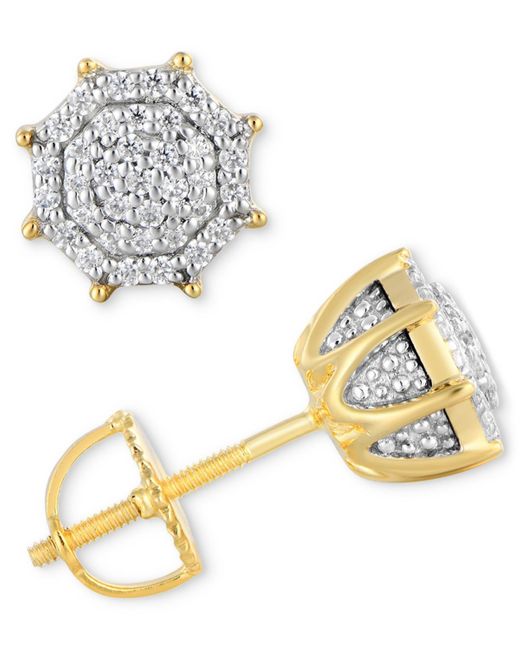 Macy's Metallic Diamond Octagon Cluster Stud Earrings (1/4 Ct. T.w. for men