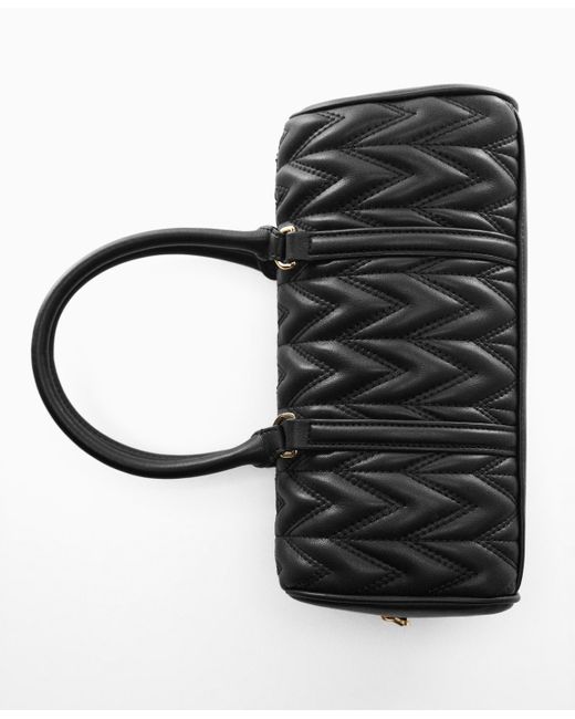 Mango Black Double-handle Quilted Bag
