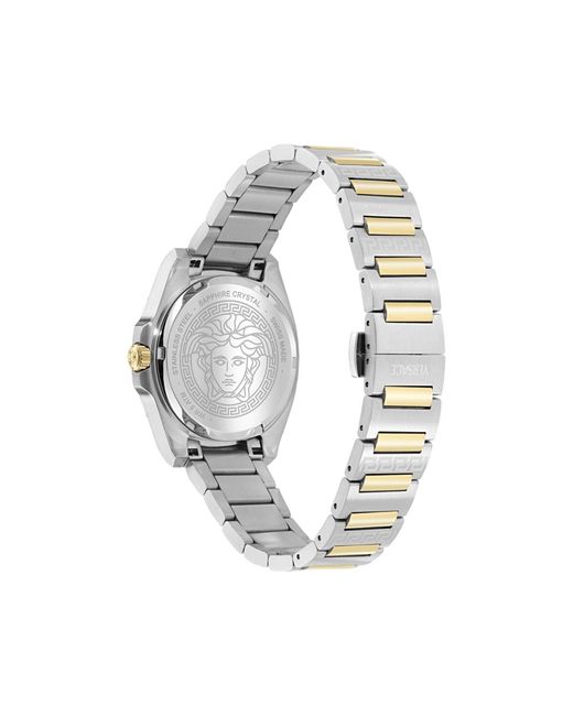 Versace Green Greca Pulse Two Tone Bracelet Watch