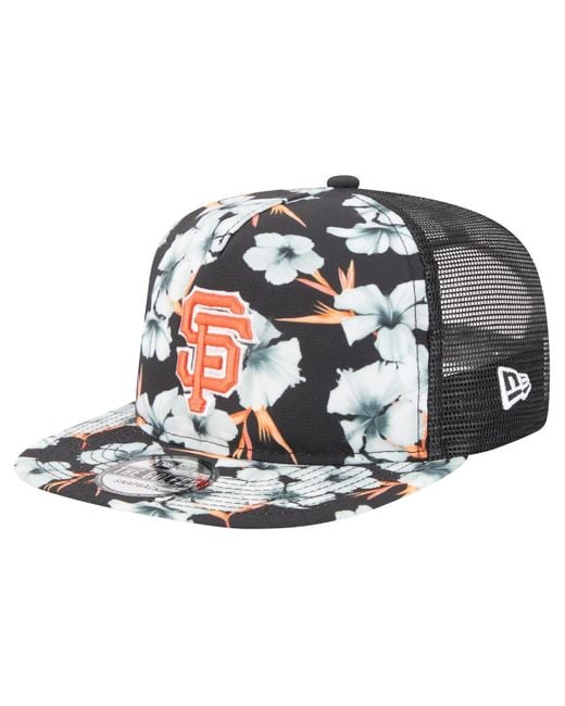 KTZ Metallic San Francisco Giants Adventure Pattern Golfer Trucker Snapback Hat for men